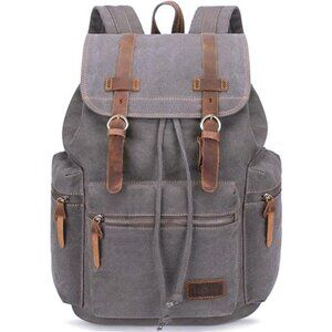 Backpack Canvas Leather Casual for Men Grey